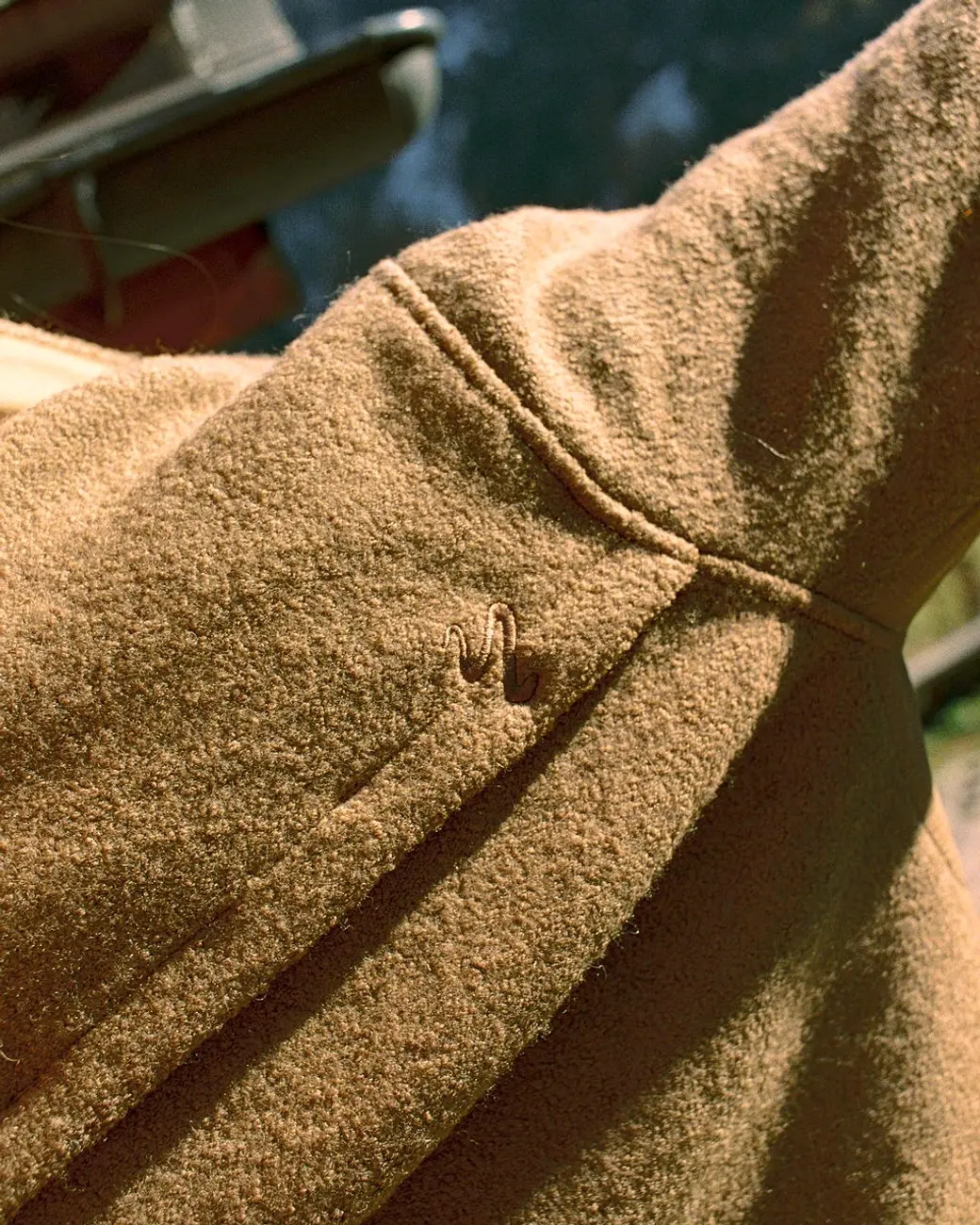Closeup of sport coat interior with sunglasses pocket