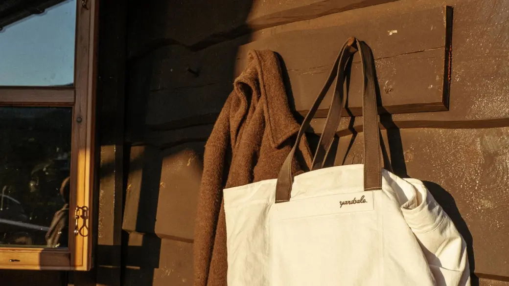 An image of a bag hanging from a coat rack