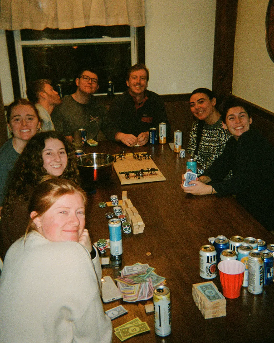 An image a of a group of people at a dinner table