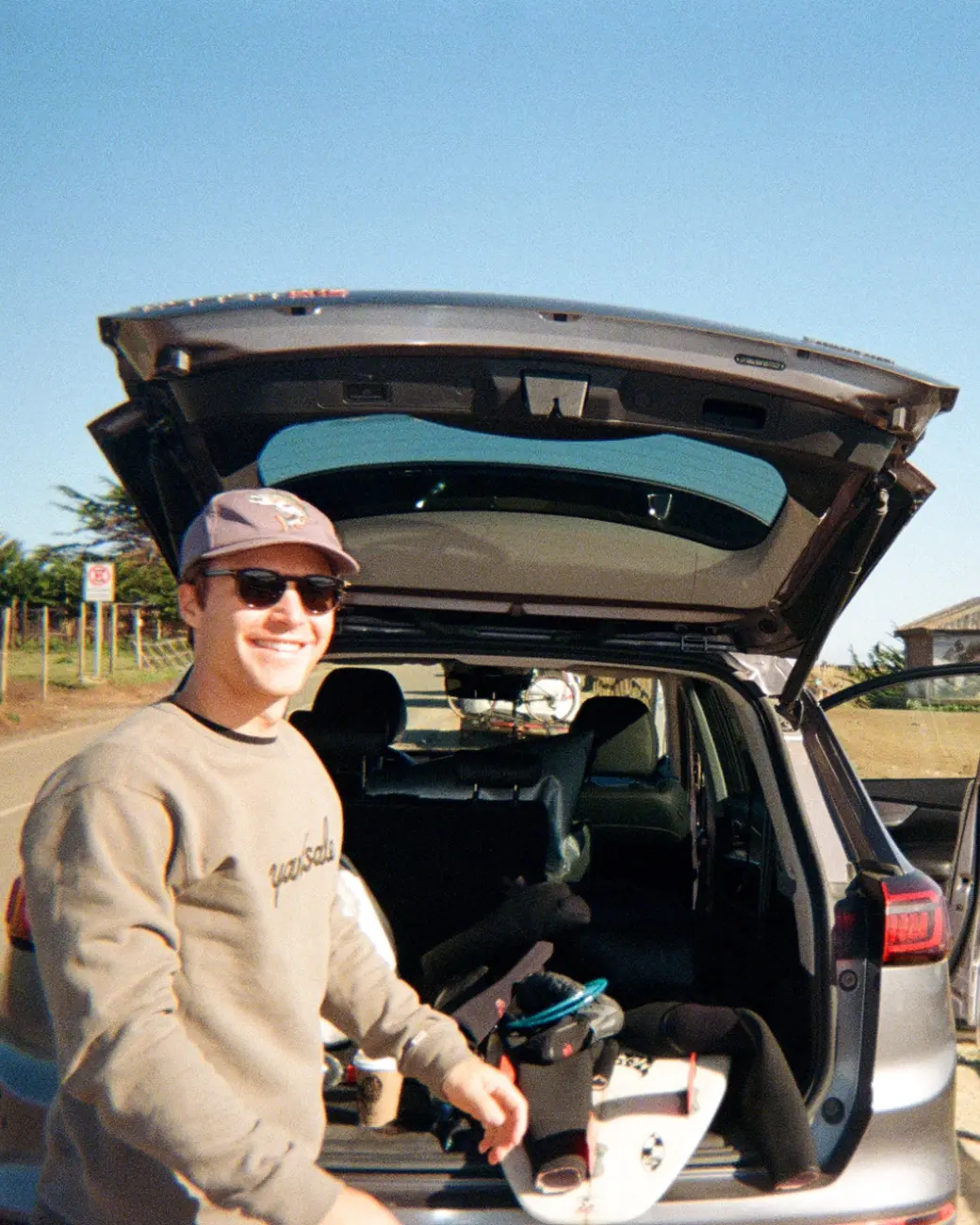 An image of a person about to go surfing