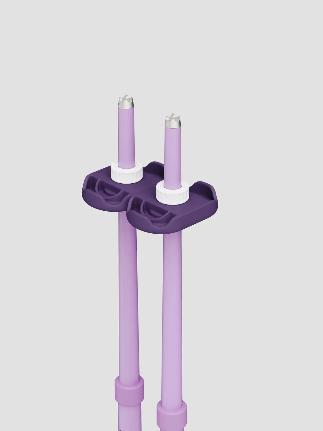 An image of P1 mini ski poles purple baskets