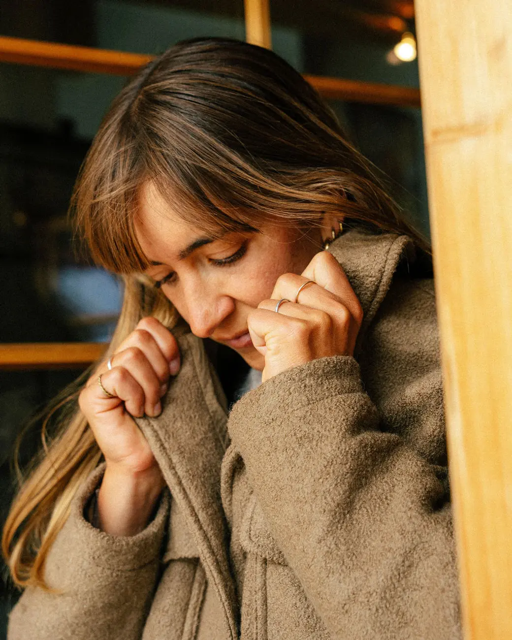 Women's sport coat close up on woman