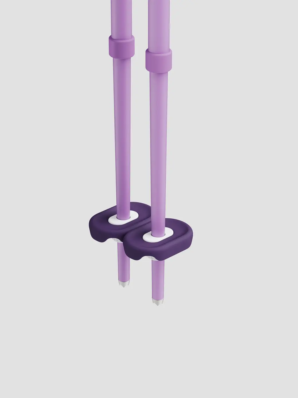 An image of P1 mini ski poles purple baskets