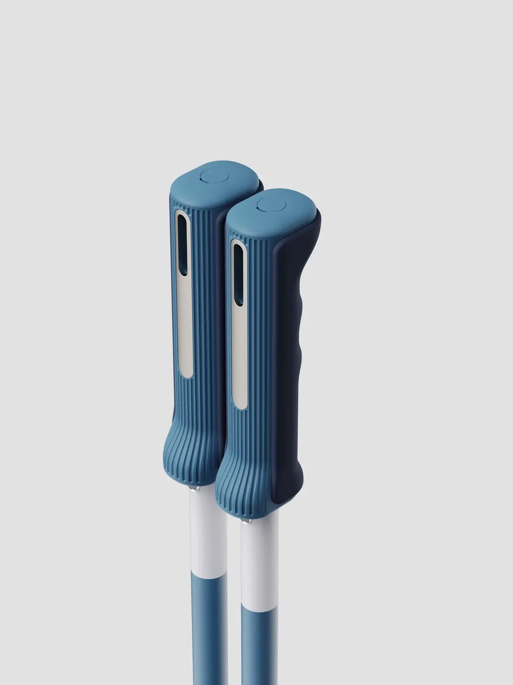 An image of P1 mini ski poles blue handles